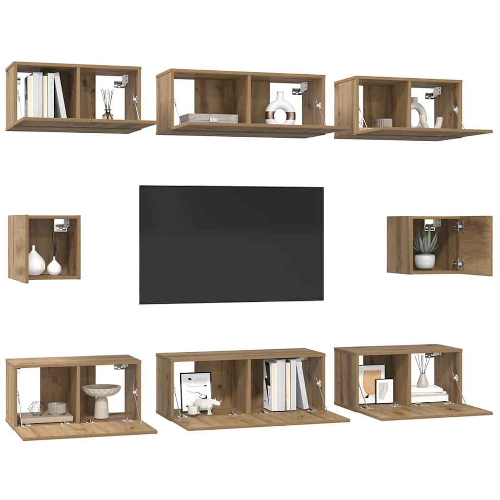 TV-Schrank Set Wandmontiert Artisan-Eiche Holzwerkstoff