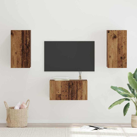 TV-Schrank-Set 3 pcs Altholz 60 x 30 x 30 cm Holzwerkstoff