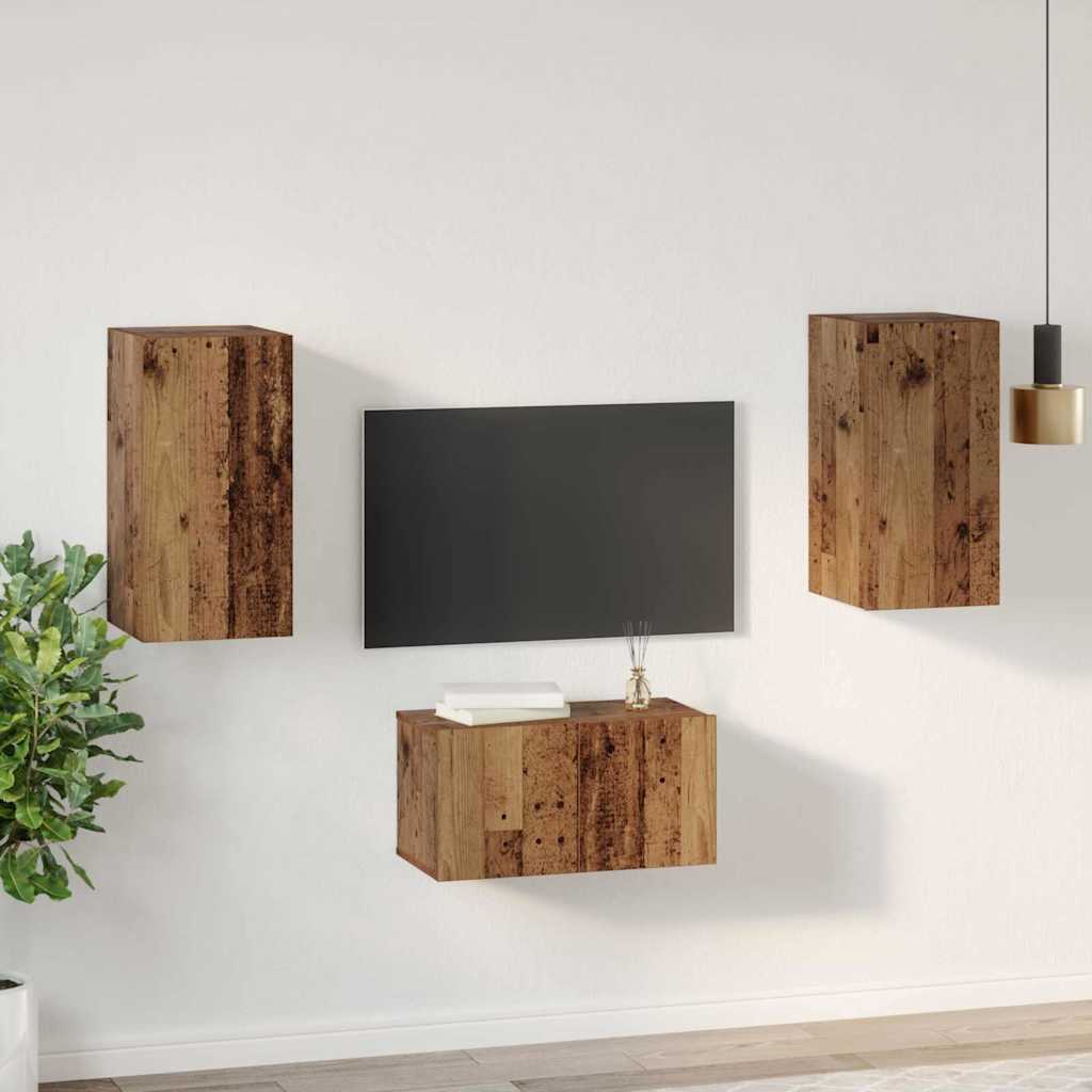 TV-Schrank-Set 3 pcs Altholz 60 x 30 x 30 cm Holzwerkstoff
