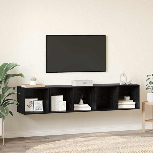 TV-Schrank Set 2 pcs Schwarz Eichen-Optik 37 x 37 x 142,5 cm