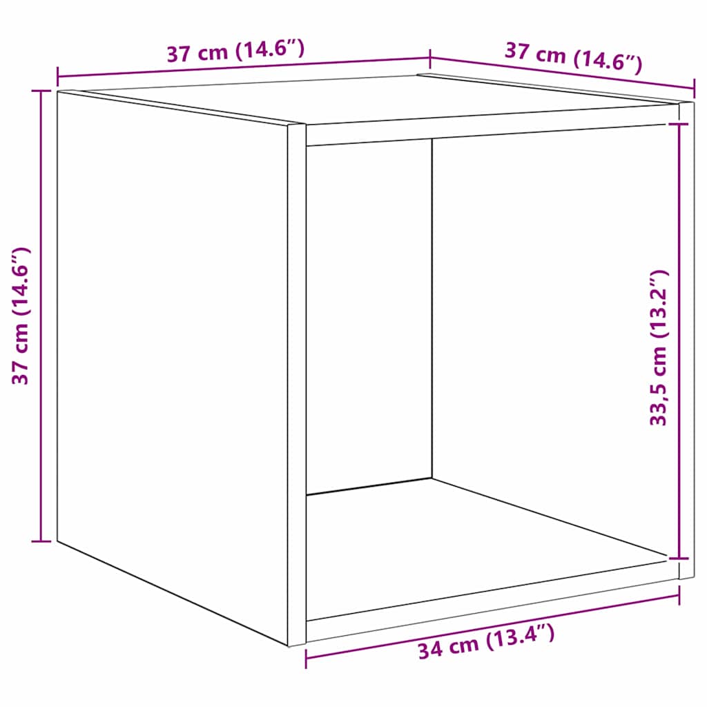 TV-Schrank Set 2 pcs Schwarz Eichen-Optik 37 x 37 x 142,5 cm