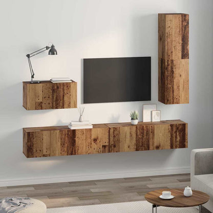 Wand-TV-Schrank 4 stk. Altholz Holzwerkstoff