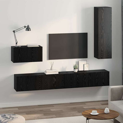 Wand-TV-Schrank 4 stk. Schwarz Eichen-Optik Holzwerkstoff