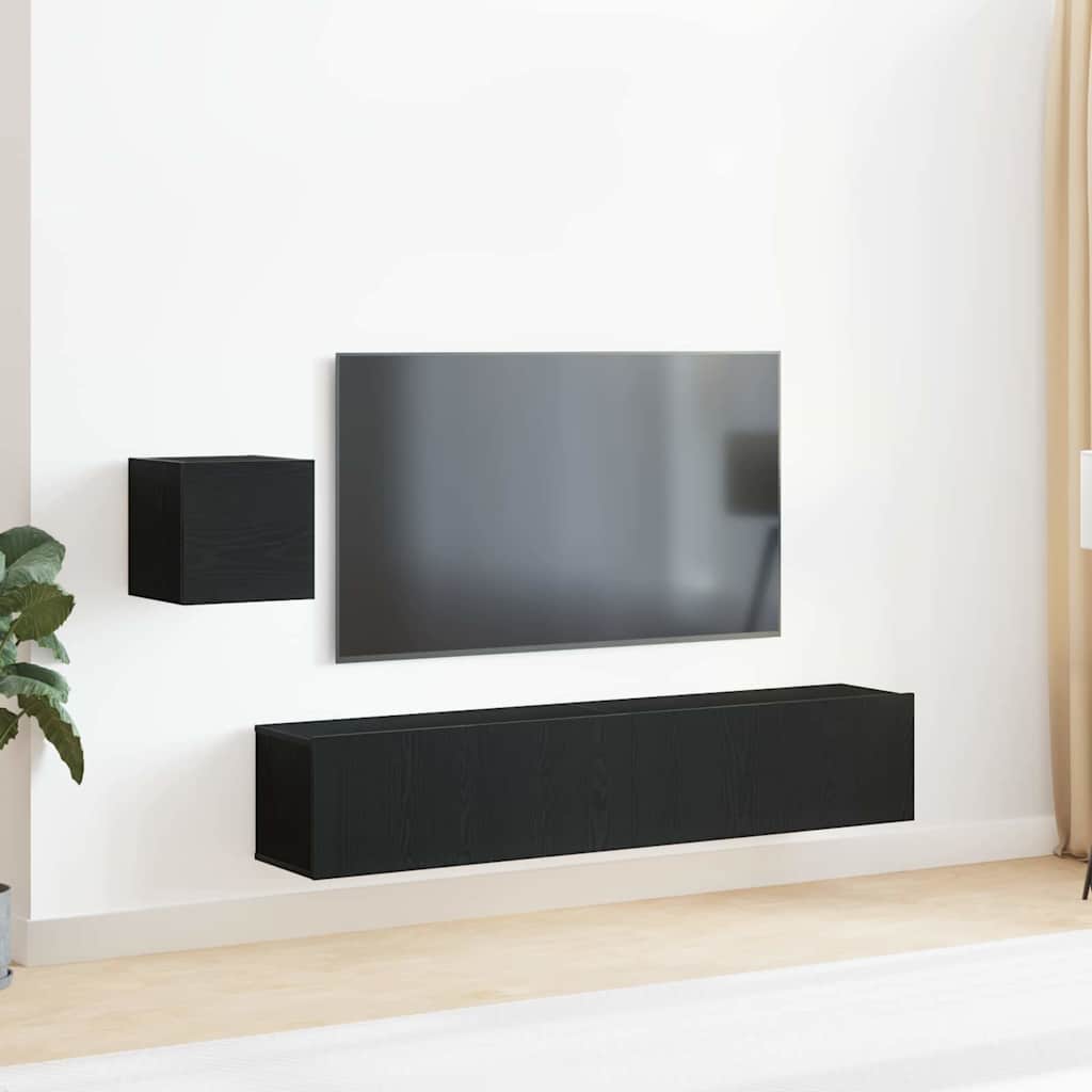TV-Schrank-Set 4 pcs Schwarz Eichen-Optik 80 x 30 x 30 cm