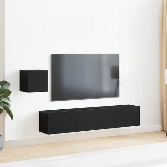 TV-Schrank-Set 4 pcs Schwarz Eichen-Optik 80 x 30 x 30 cm