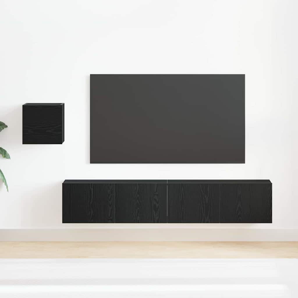 TV-Schrank-Set 4 pcs Schwarz Eichen-Optik 80 x 30 x 30 cm