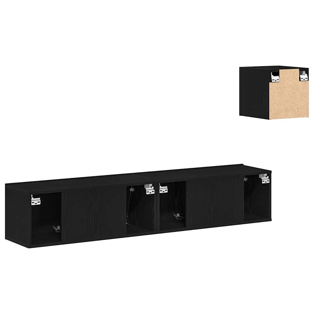 TV-Schrank-Set 4 pcs Schwarz Eichen-Optik 80 x 30 x 30 cm