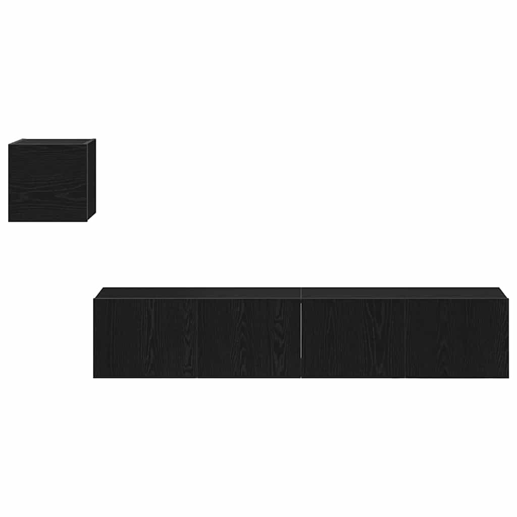 TV-Schrank-Set 4 pcs Schwarz Eichen-Optik 80 x 30 x 30 cm