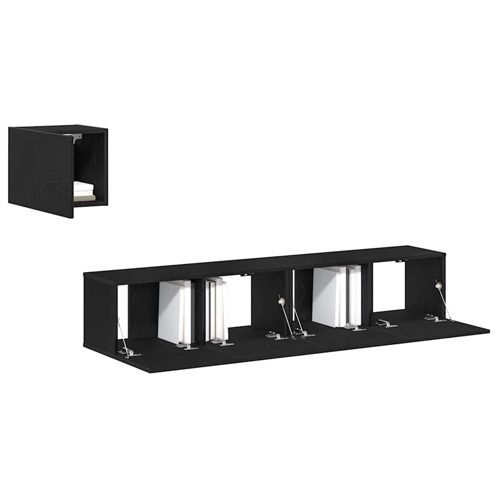 TV-Schrank-Set 4 pcs Schwarz Eichen-Optik 80 x 30 x 30 cm