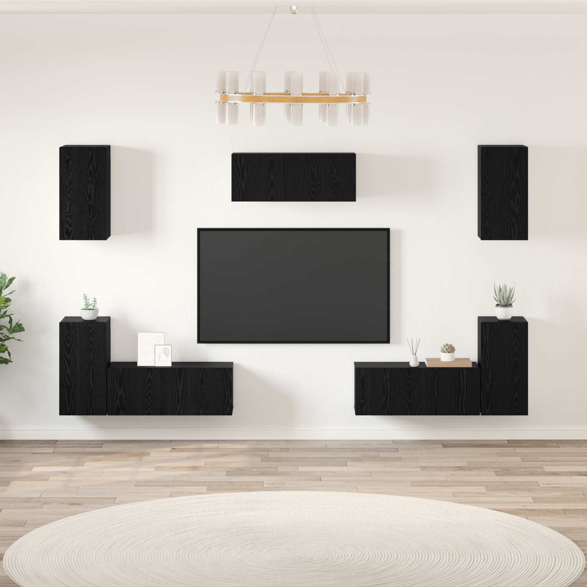 TV-Schrankset 7 stk. Schwarz Eichen-Optik Holzwerkstoff