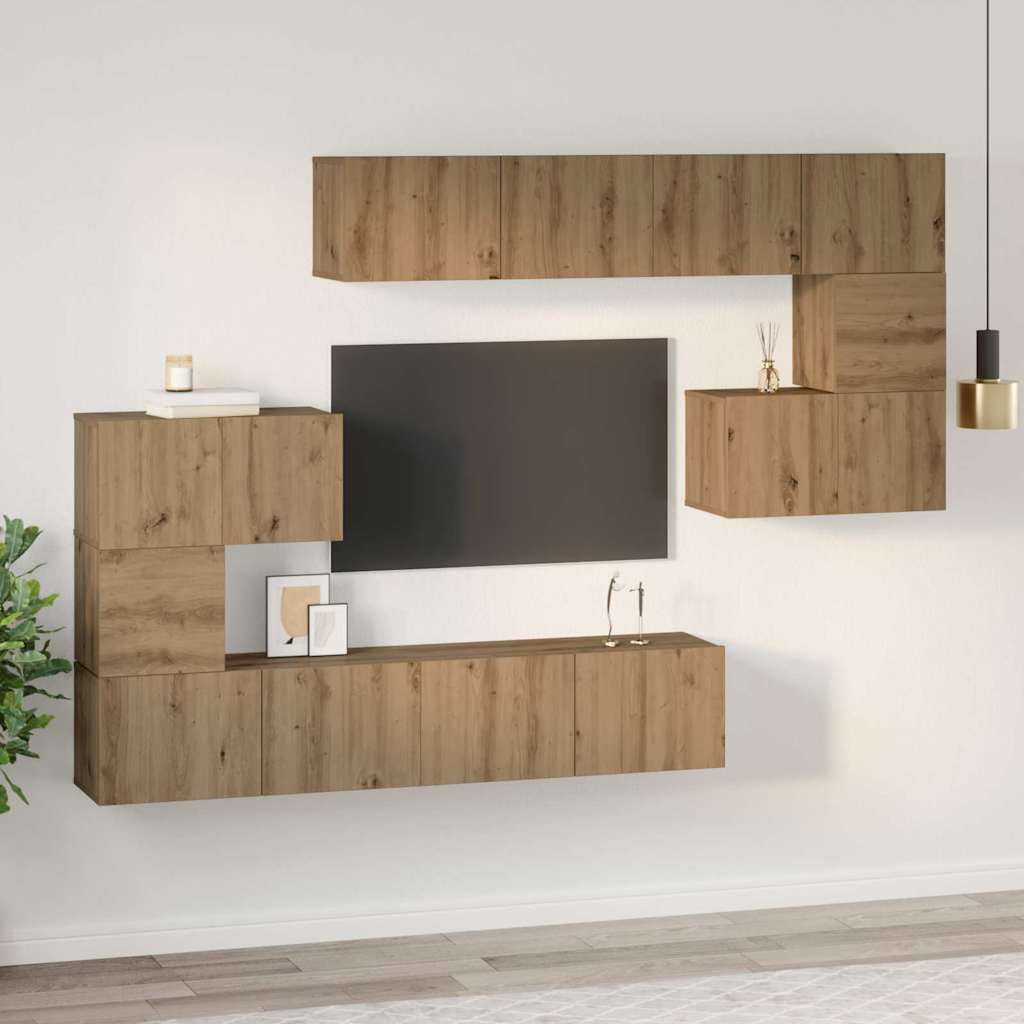 TV-Schrankset 8 stk. Artisan-Eiche Holzwerkstoff