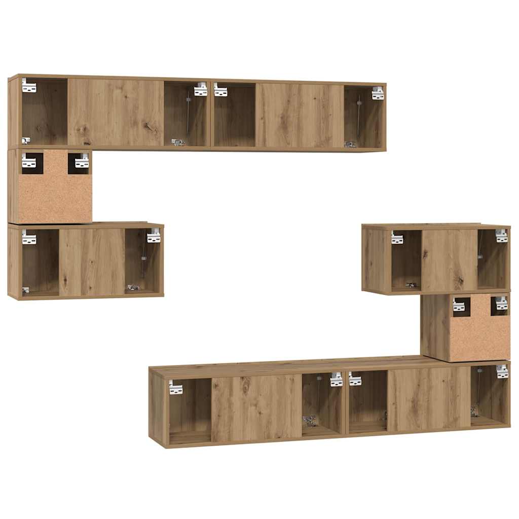 TV-Schrankset 8 stk. Artisan-Eiche Holzwerkstoff