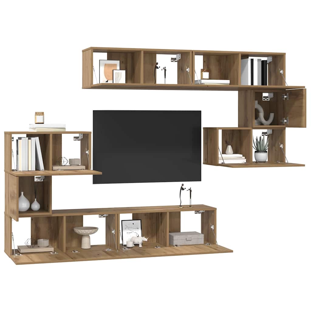 TV-Schrankset 8 stk. Artisan-Eiche Holzwerkstoff
