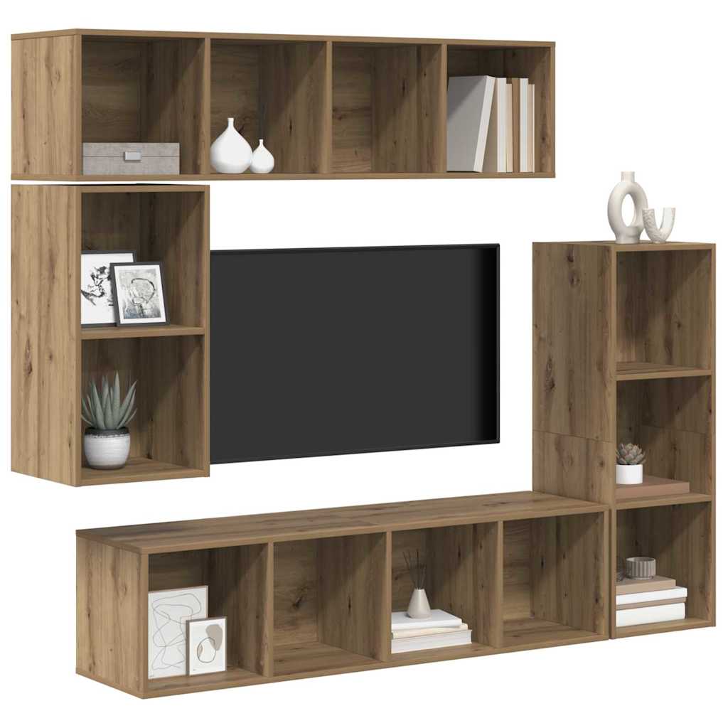 TV-Schrankset 4 pcs Artisan-Eiche Holzwerkstoff