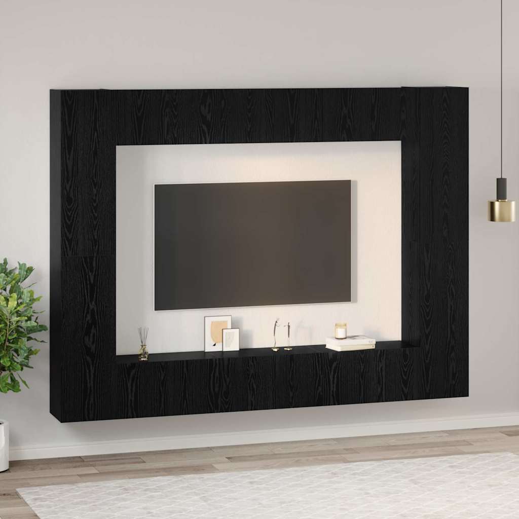 TV-Schrank-Set Wandmontiert 10 pcs Schwarz Eichen-Optik