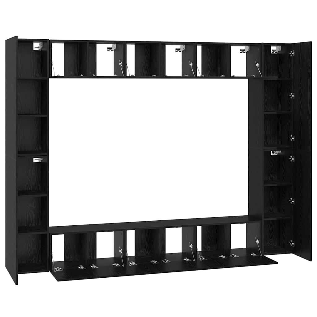 TV-Schrank-Set Wandmontiert 10 pcs Schwarz Eichen-Optik