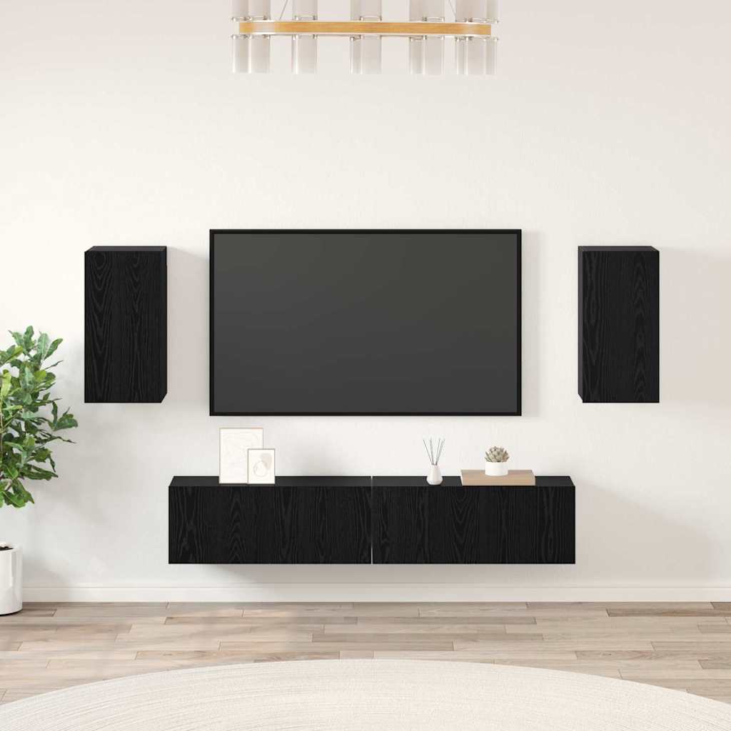 TV-Schrankset 4 pcs Schwarz Eichen-Optik Holzwerkstoff