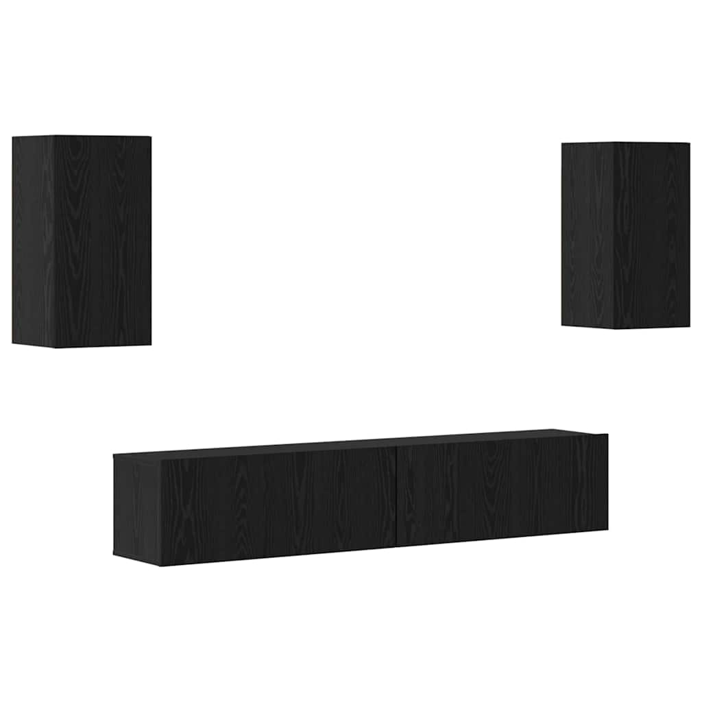 TV-Schrankset 4 pcs Schwarz Eichen-Optik Holzwerkstoff