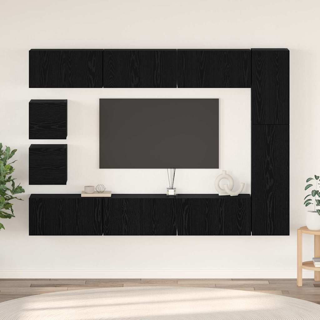 TV-Schrankset 10 stk. Schwarz Eichen-Optik Holzwerkstoff
