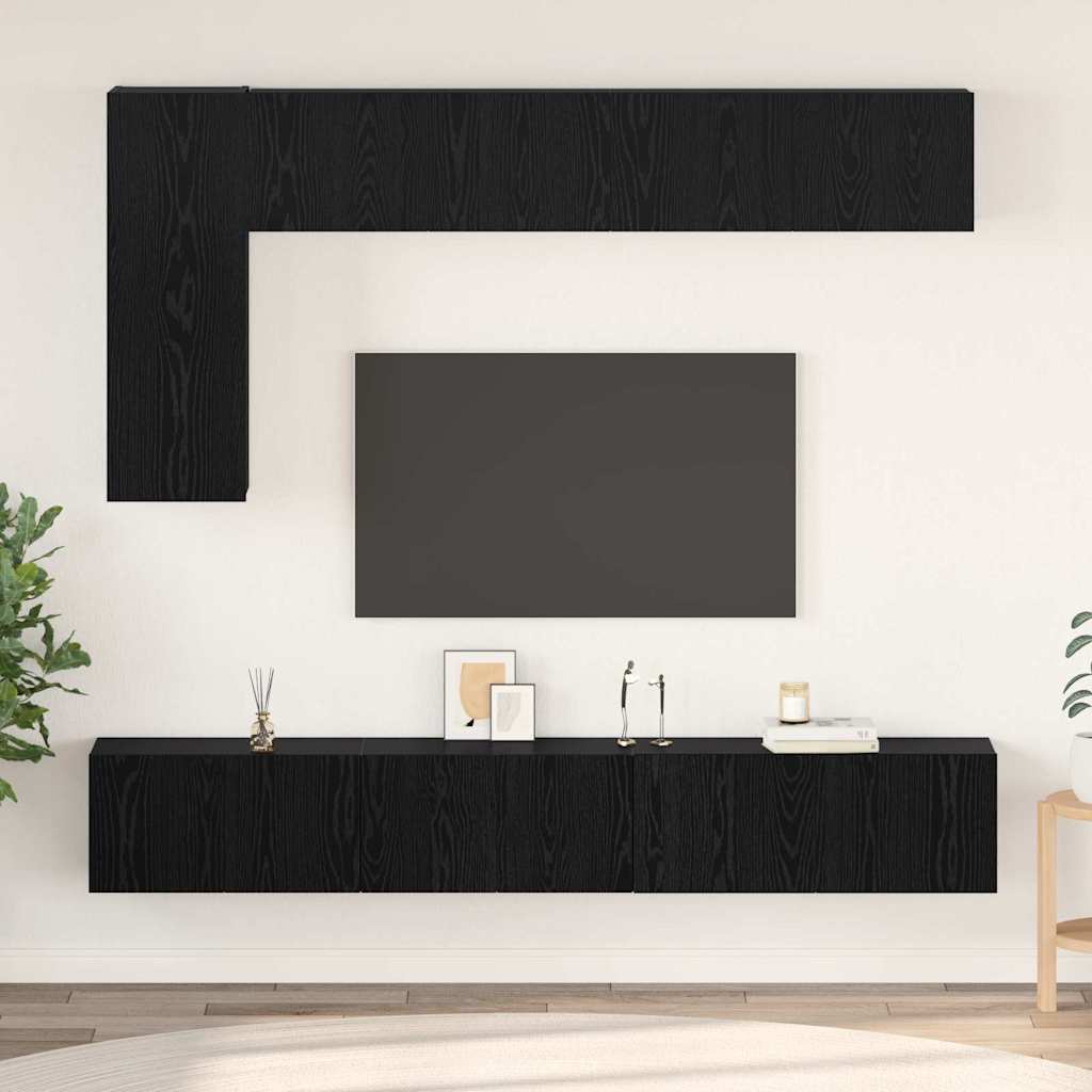 TV-Schrankset 6 pcs Schwarz Eichen-Optik Holzwerkstoff