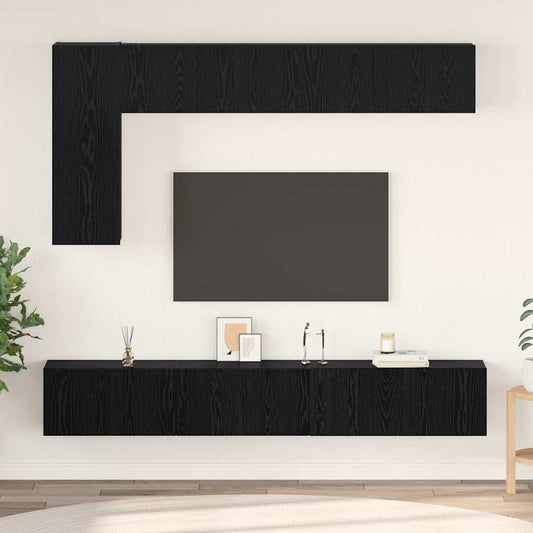 TV-Möbel-Set 6 pcs Schwarz Eichen-Optik 30,5 x 30 x 90 cm