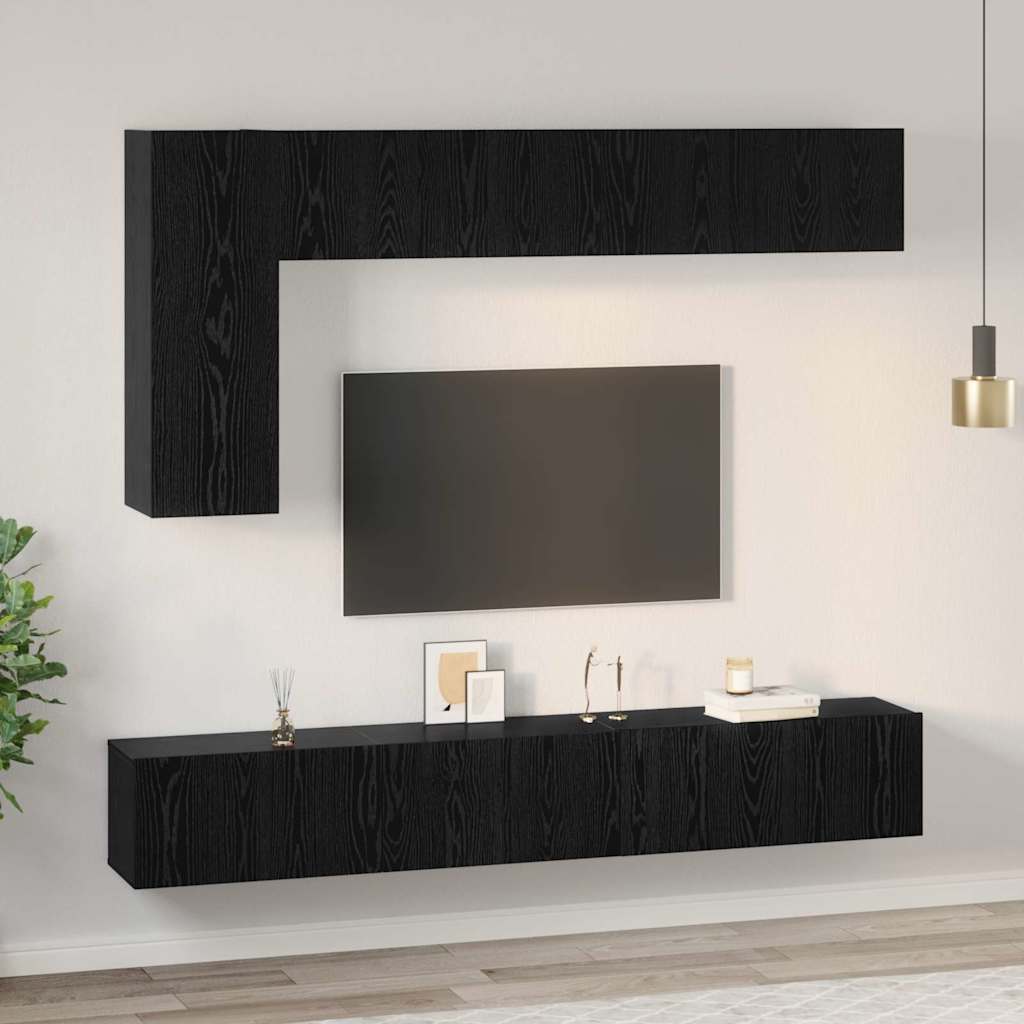 TV-Schrankset 6 pcs Schwarz Eichen-Optik Holzwerkstoff