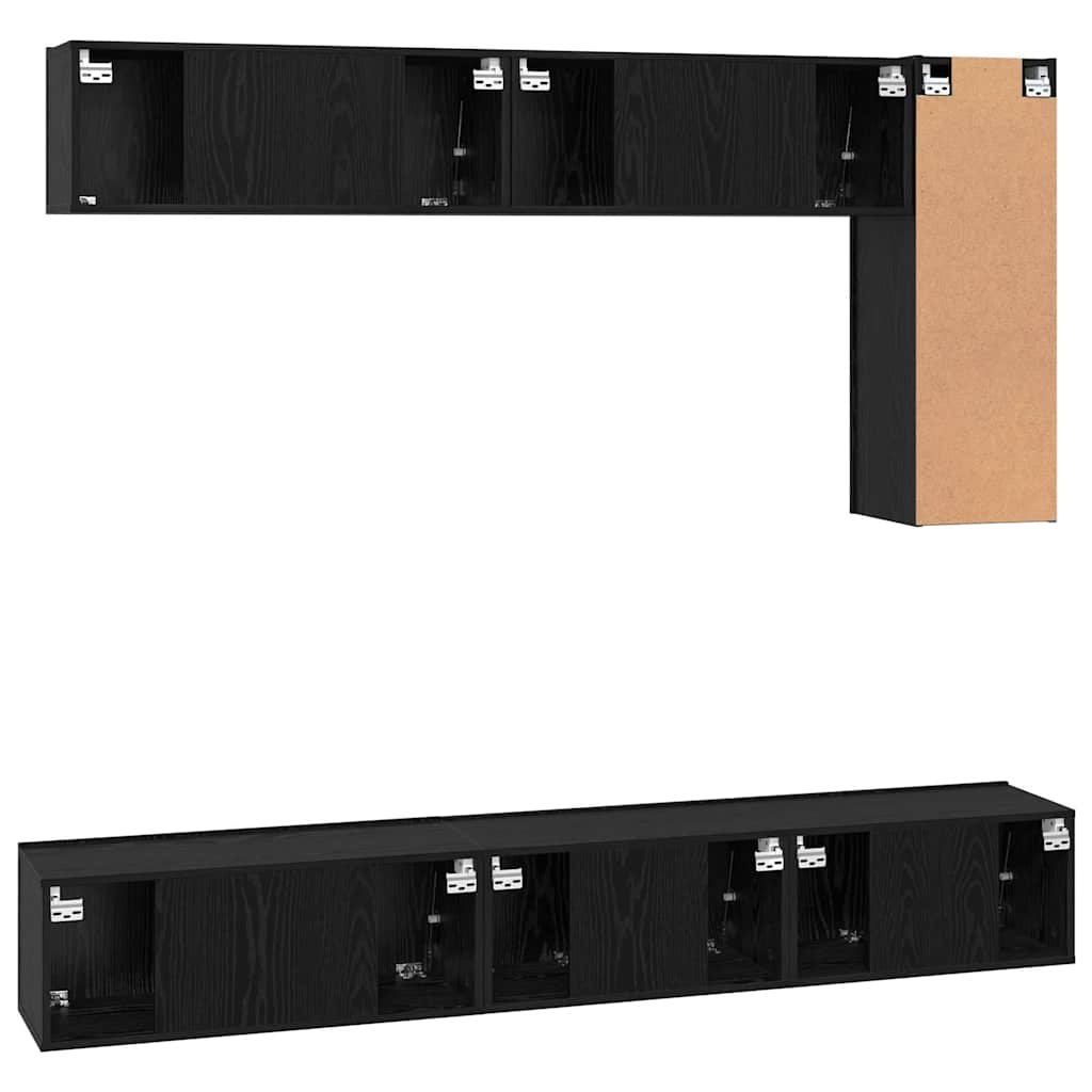 TV-Schrankset 6 pcs Schwarz Eichen-Optik Holzwerkstoff