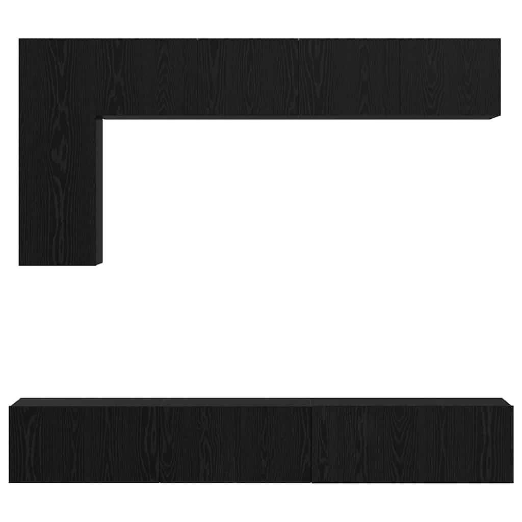TV-Schrankset 6 pcs Schwarz Eichen-Optik Holzwerkstoff
