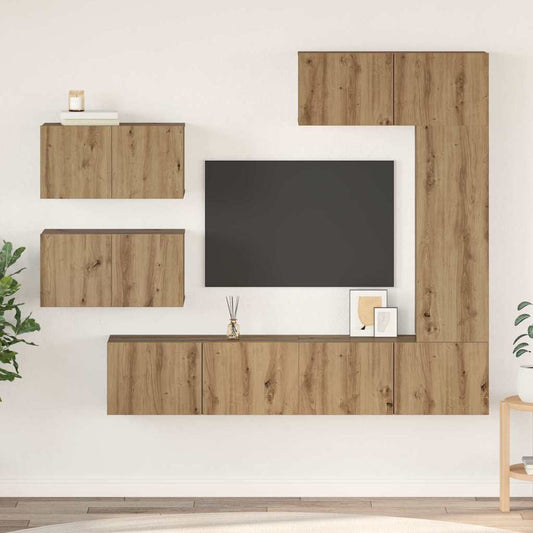 TV-Möbel-Set Wandmontiert 6 pcs Artisan-Eiche 30,5 x 30 x 90 cm