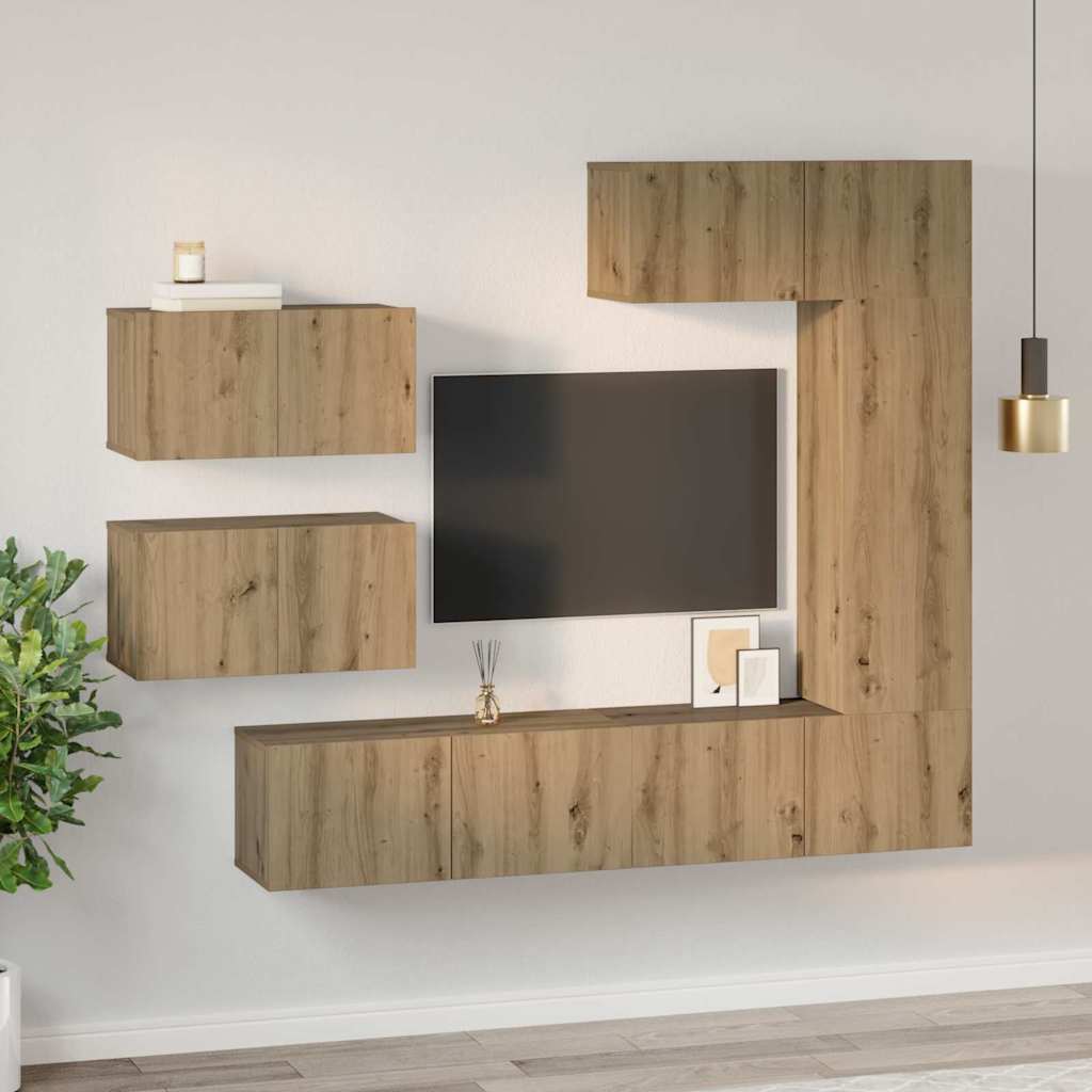 TV-Schrankset 6 stk. Artisan-Eiche Holzwerkstoff