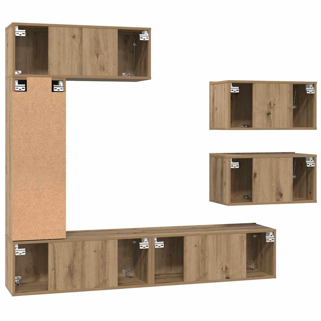 TV-Schrankset 6 stk. Artisan-Eiche Holzwerkstoff