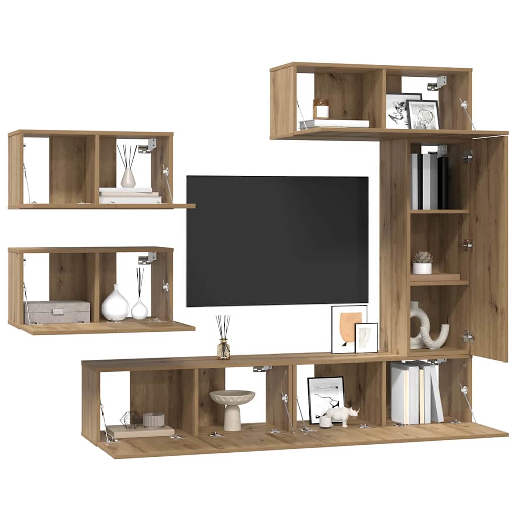 TV-Schrankset 6 stk. Artisan-Eiche Holzwerkstoff
