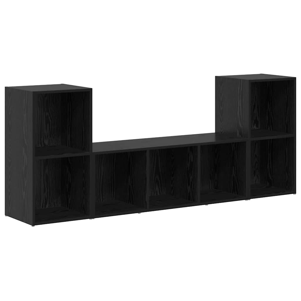 TV-Schrankset Wandmontiert 3 pcs Schwarz Holzwerkstoff