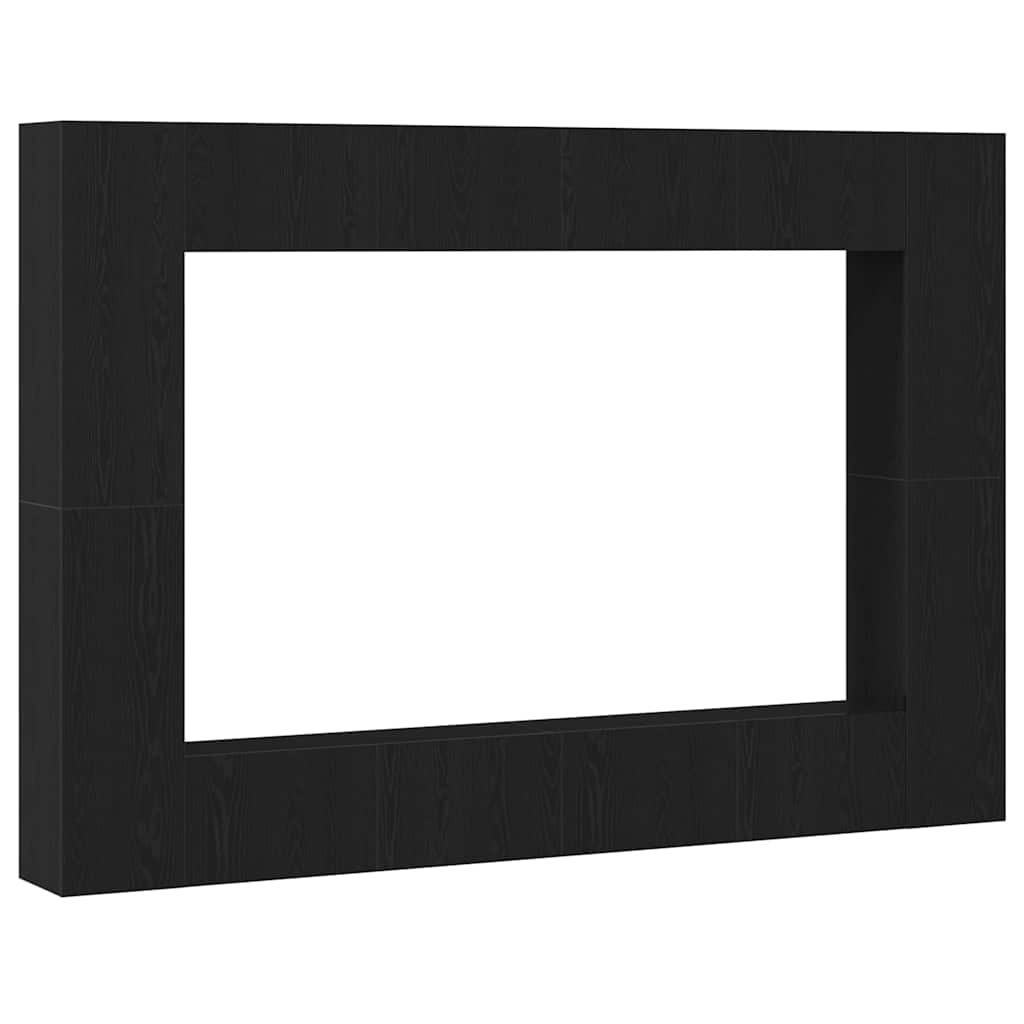 8-teiliges TV-Regal-Set zur Wandmontage in Schwarz aus Eichenholz