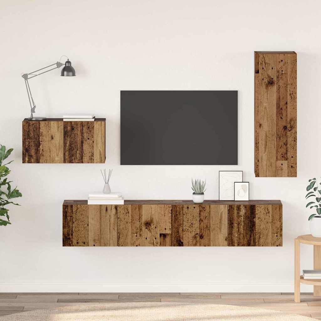 TV-Schrankset 4 stk. Altholz Holzwerkstoff