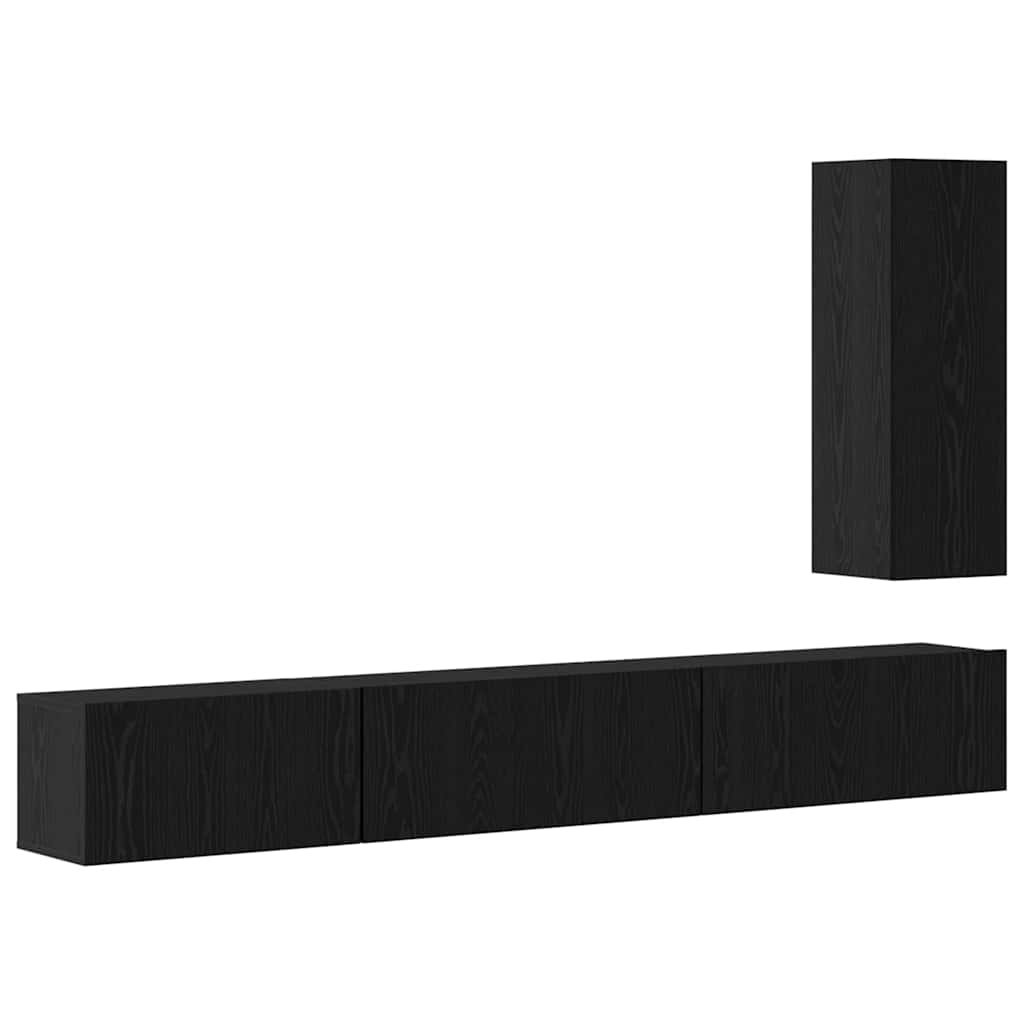 TV-Schrankset 4 pcs Schwarz Eichen-Optik Holzwerkstoff