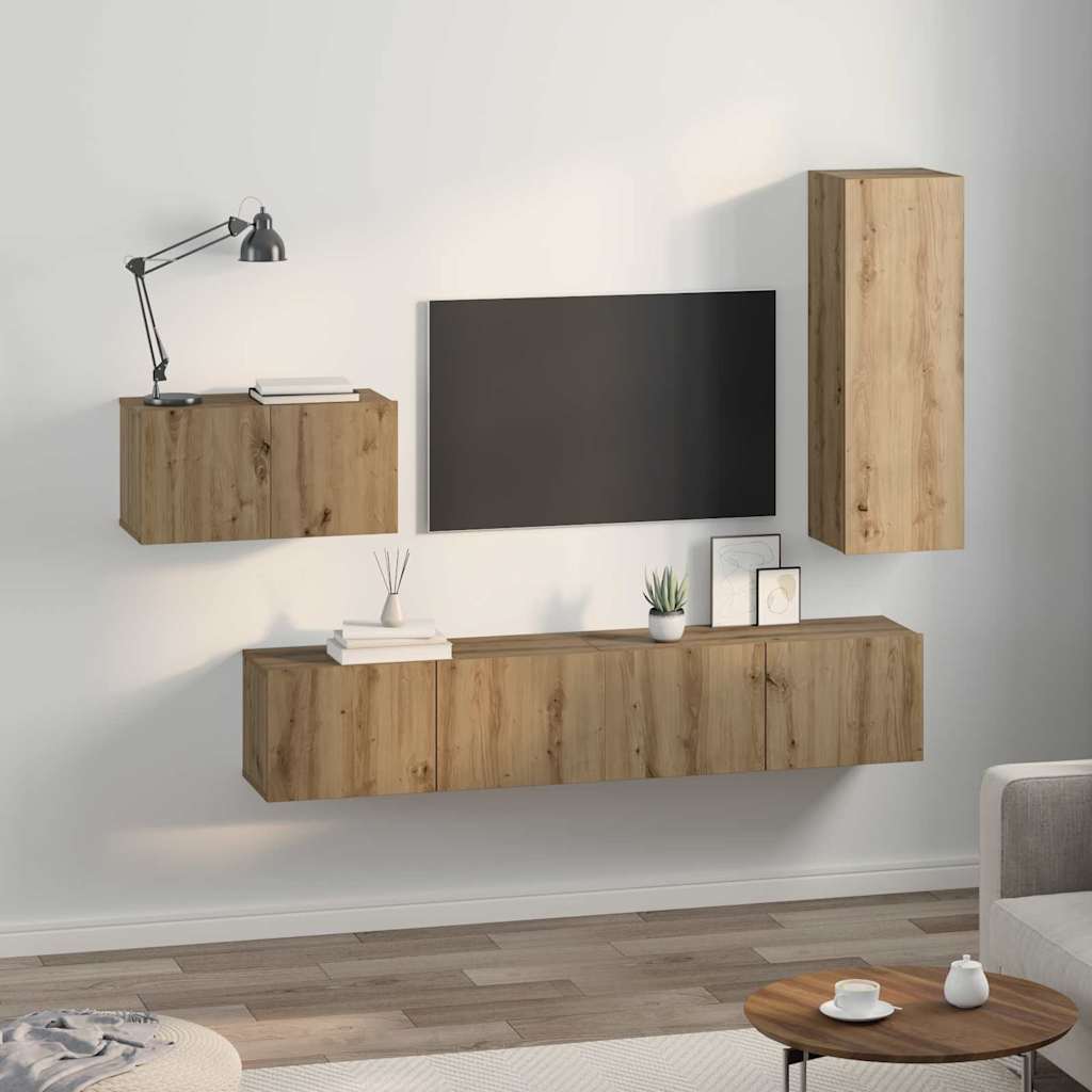 TV-Schrank-Set 4 pcs Artisan-Eiche 30,5 x 30 x 90 cm