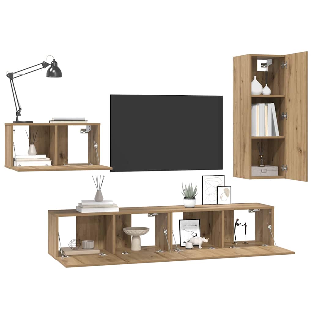 TV-Schrank-Set 4 pcs Artisan-Eiche 30,5 x 30 x 90 cm