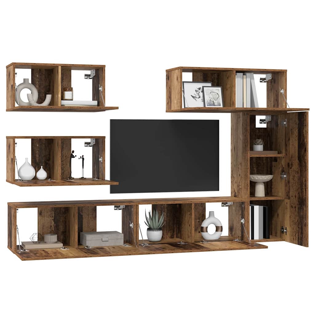 TV-Schrankset 6 stk. Altholz Holzwerkstoff