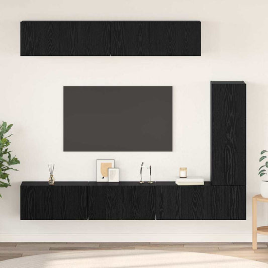 TV-Möbel-Set 6 pcs Schwarz Eichen-Optik 30,5 x 30 x 90 cm