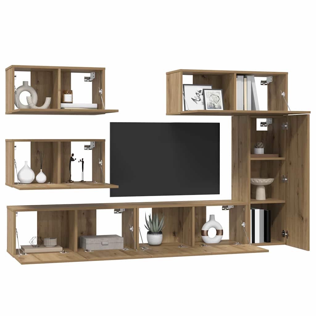 TV-Schrankset 6 stk. Artisan-Eiche Holzwerkstoff