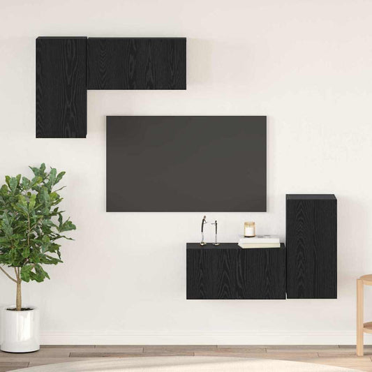 TV-Möbel-Set 4 pcs Schwarz Eichen-Optik 60 x 30 x 30 cm