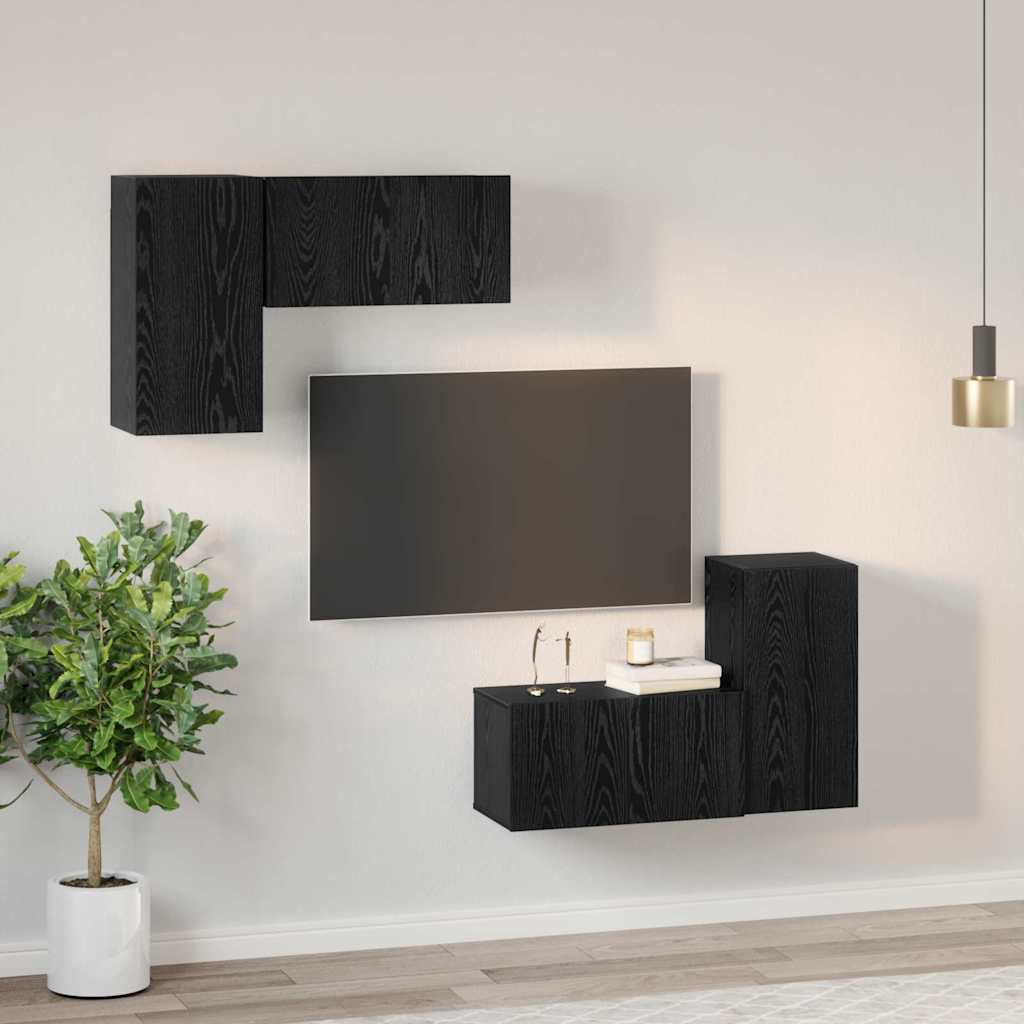 TV-Möbel-Set 4 pcs Schwarz Eichen-Optik 60 x 30 x 30 cm