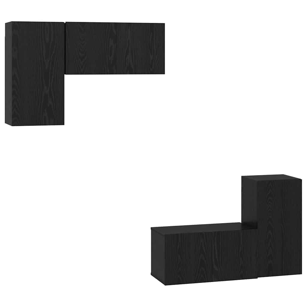 TV-Möbel-Set 4 pcs Schwarz Eichen-Optik 60 x 30 x 30 cm