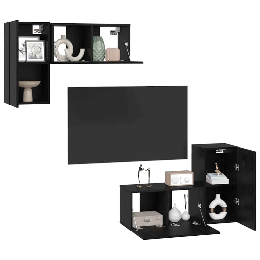 TV-Möbel-Set 4 pcs Schwarz Eichen-Optik 60 x 30 x 30 cm