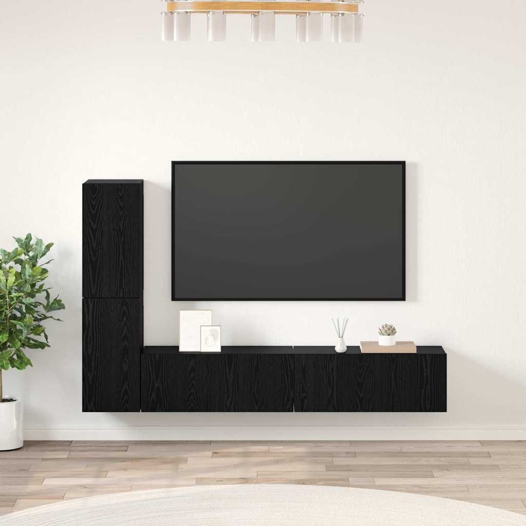Wand-TV-Schrank 2 stk. Schwarz Eichen-Optik Holzwerkstoff