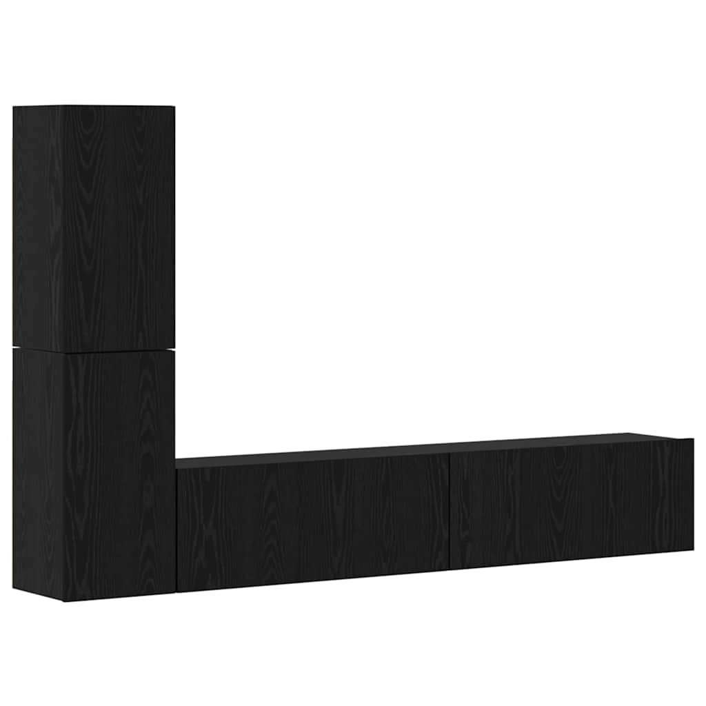 Wand-TV-Schrank 2 pcs Schwarz Eichen-Optik Holzwerkstoff