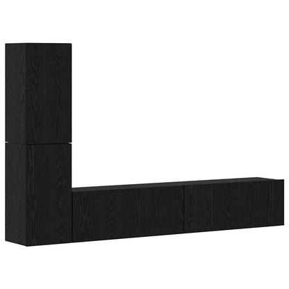 Wand-TV-Schrank 2 stk. Schwarz Eichen-Optik Holzwerkstoff
