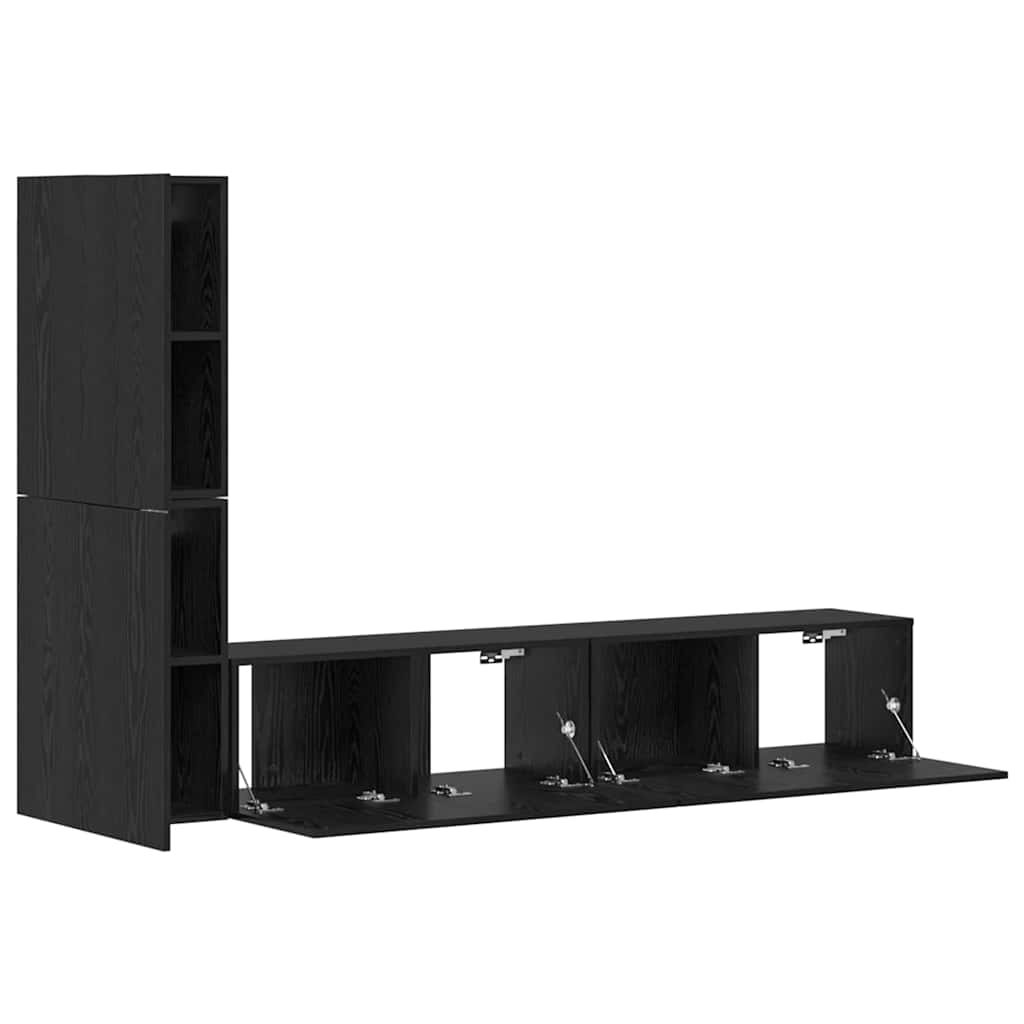 Wand-TV-Schrank 2 pcs Schwarz Eichen-Optik Holzwerkstoff