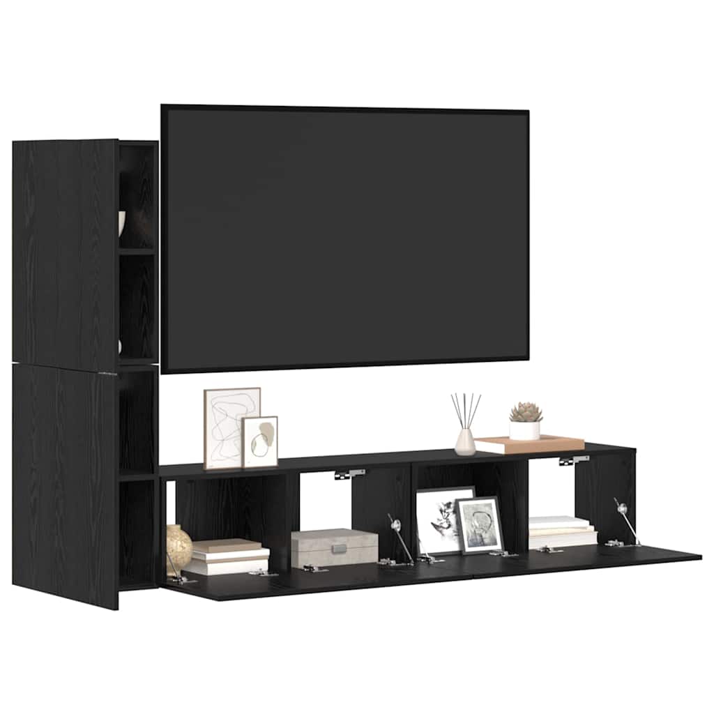 Wand-TV-Schrank 2 stk. Schwarz Eichen-Optik Holzwerkstoff